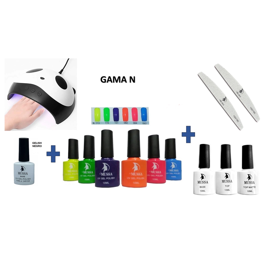 Set Gelish Mussa Colores Limas Lampara Base Top Matte Y Top