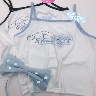 Sexy Sanrio Cinnamoroll Y2k Sling Tops 2022 Kawaii Camiseta Chaleco