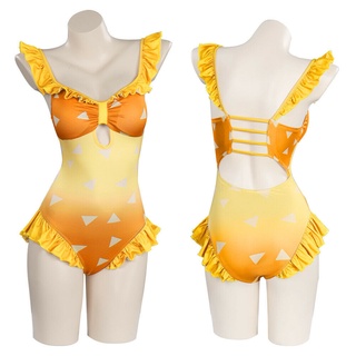 Misscoo Anime Demon Slayer Agatsuma Zenitsu Cosplay Traje De Baño