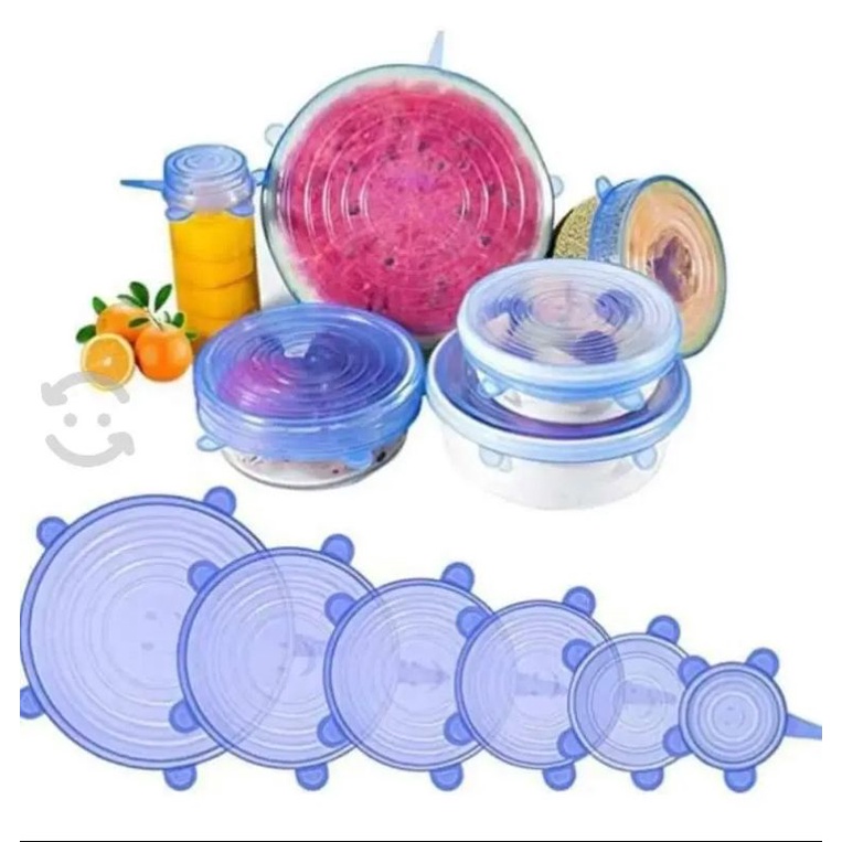 set 6 tapas de Silicon para tupper Oferta Shopee México