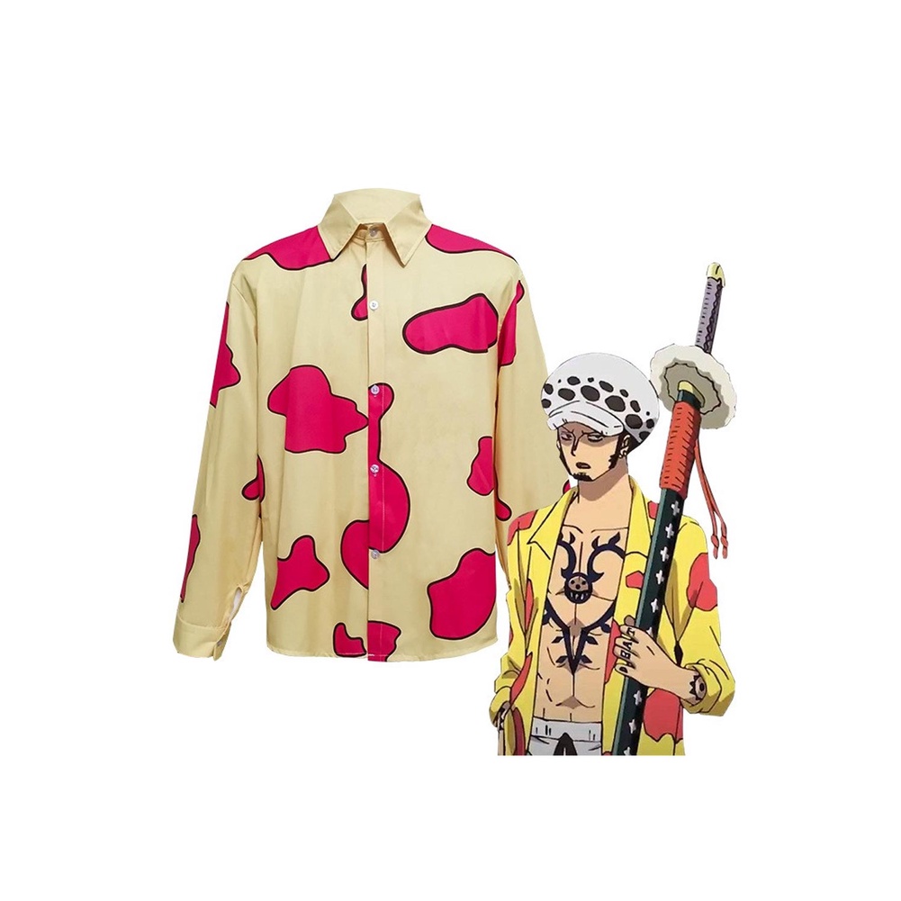 One Piece Trafalgar Law Costume Cosplay Anime Camiseta Roja Conjunto