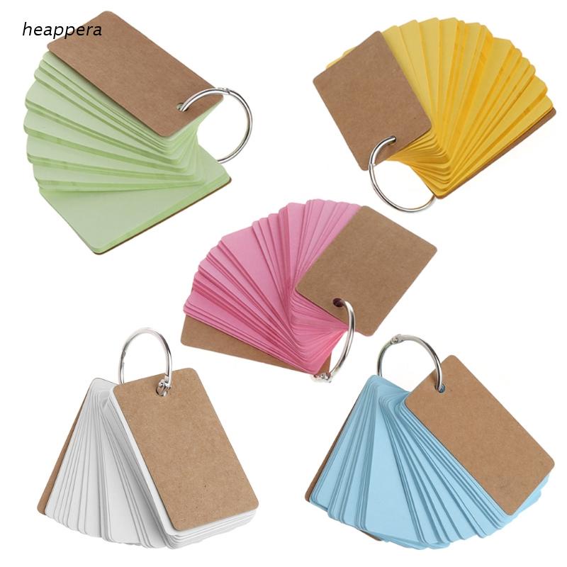 Hea Kraft Paper Binder Ring Easy Flip Flash Cards Study Memo Pads DIY