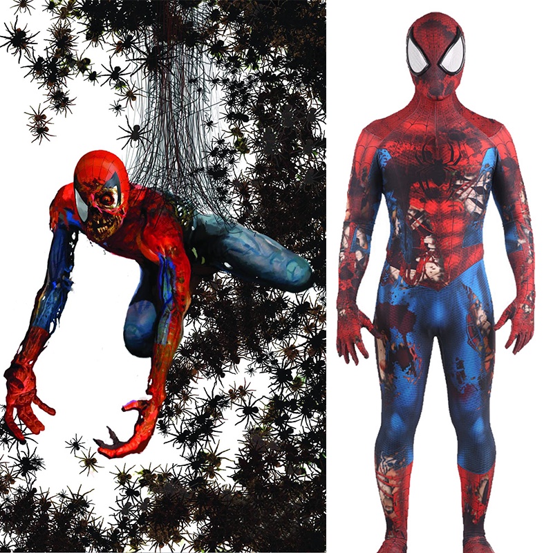 Zombie Spider Man Jumpsuit Spiderman Cosplay Party Costume Halloween