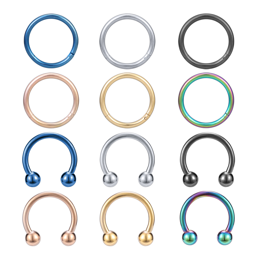12 Piezas De Piercings Nasales 16G De Acero Inoxidable 316L De Oreja De