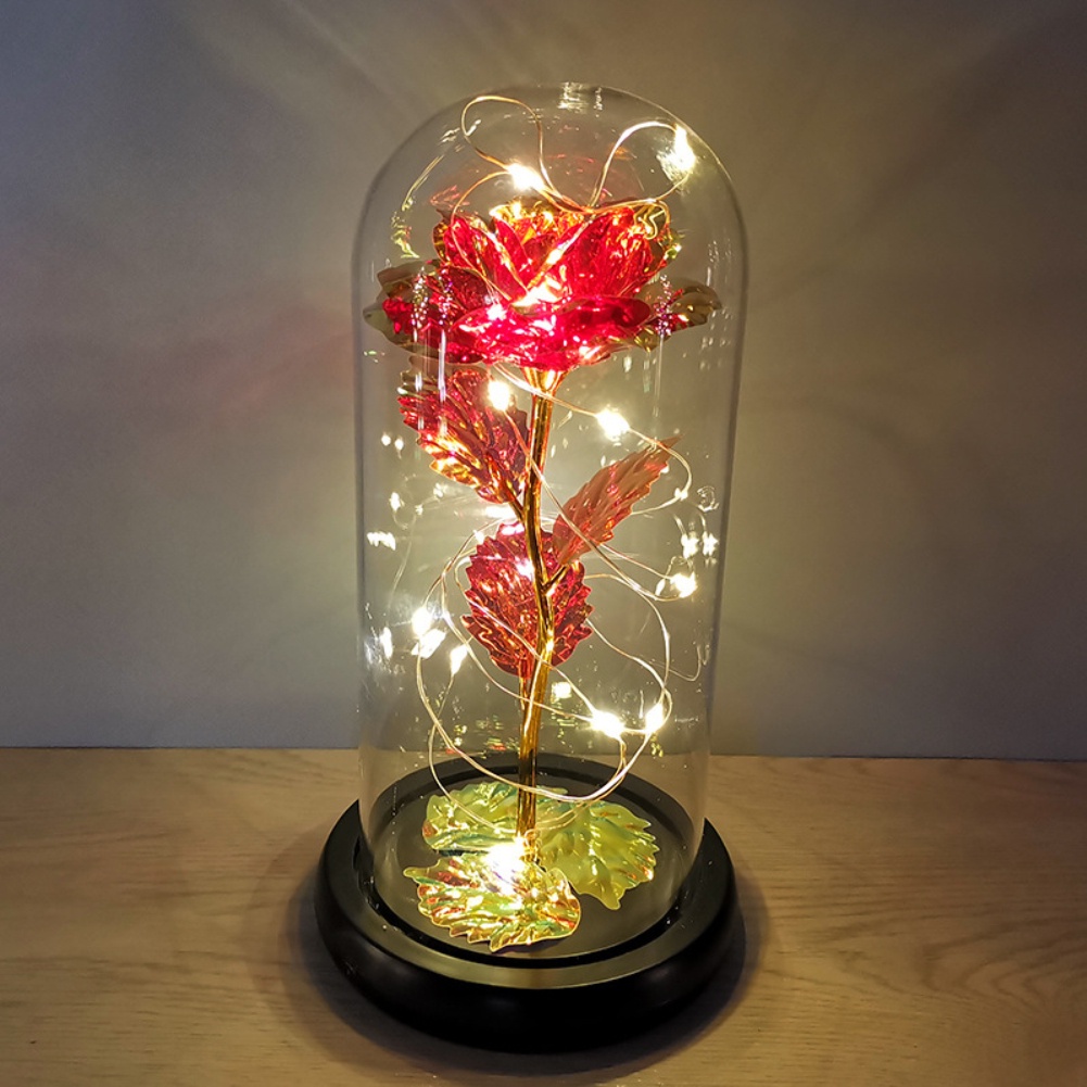 Decoración del hogar Plantas y flores artificiales Azul ZZH Espuma Flor  Rosa Flor Eterna Rosa Flor Hermosa Cubierta De Vidrio Plástico Rosa Día De  San Valentín Luz Led 