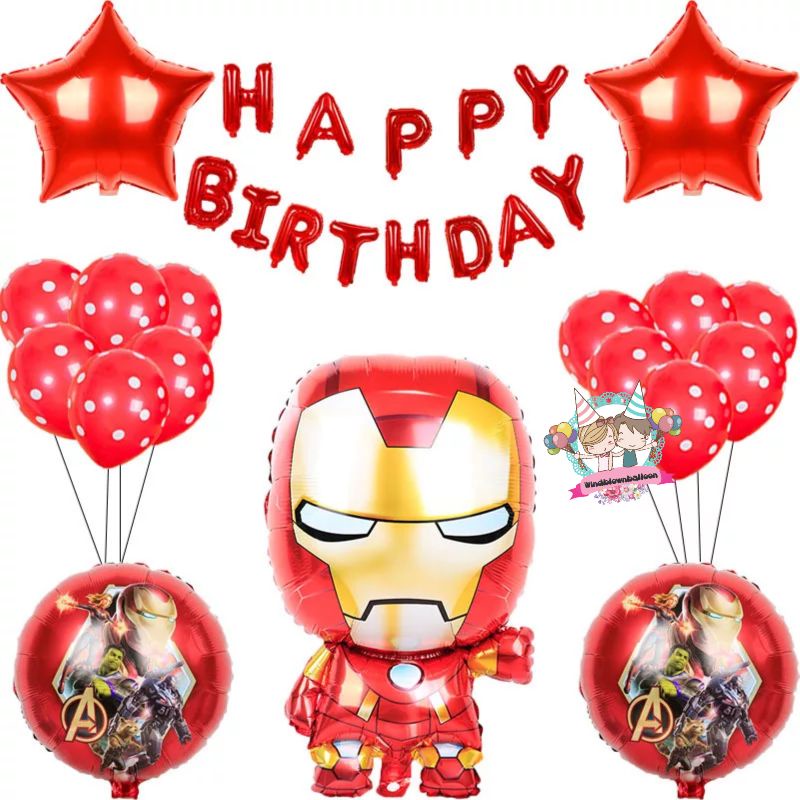 personal al revés pelota Set de globos con diseño de Iron Man para cumpleaños | Shopee México
