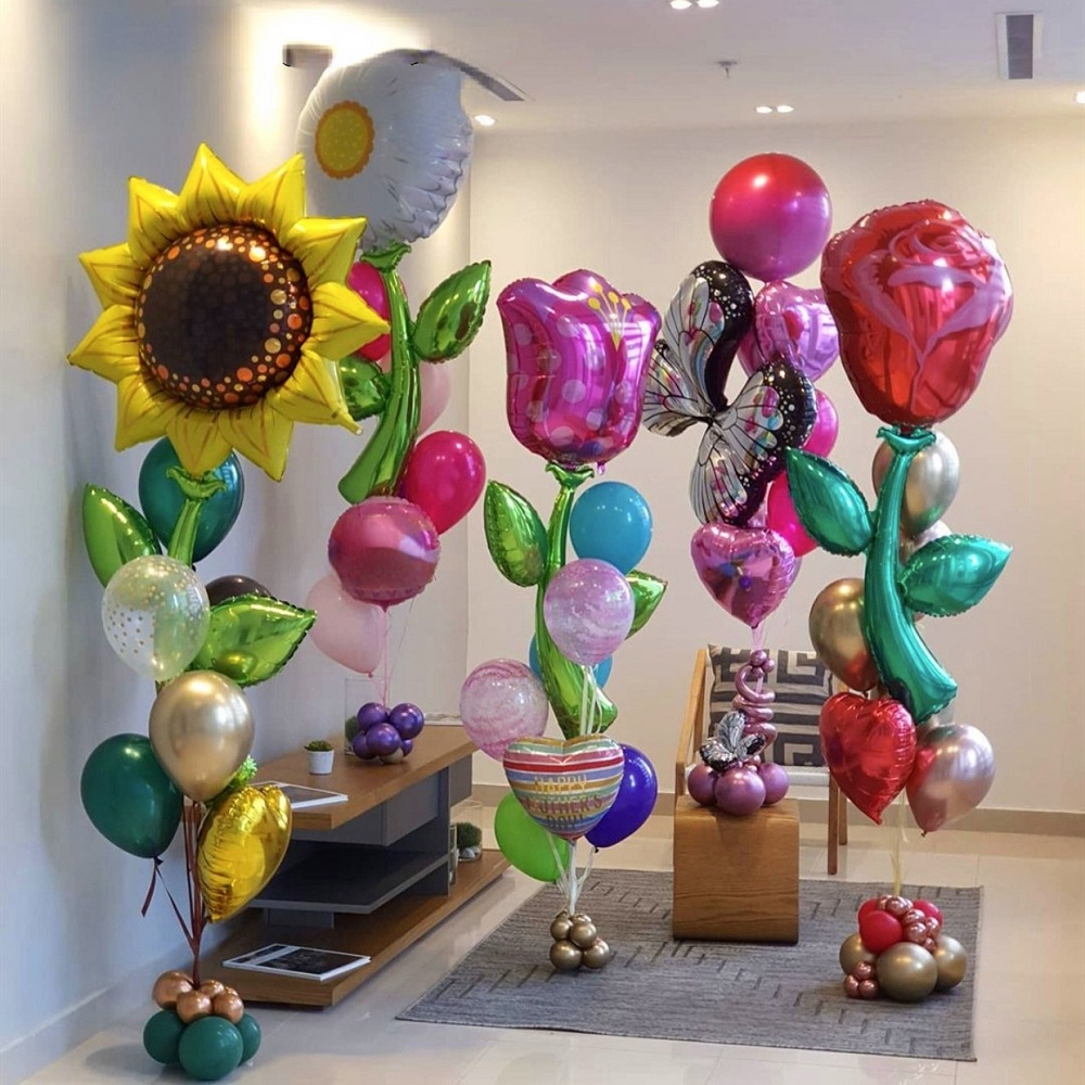 Globo de película de aluminio de girasol, flor rosa, Margarita, tulipán,  globos de flores, fiesta de cumpleaños, bar, decoración de boda | Shopee  México