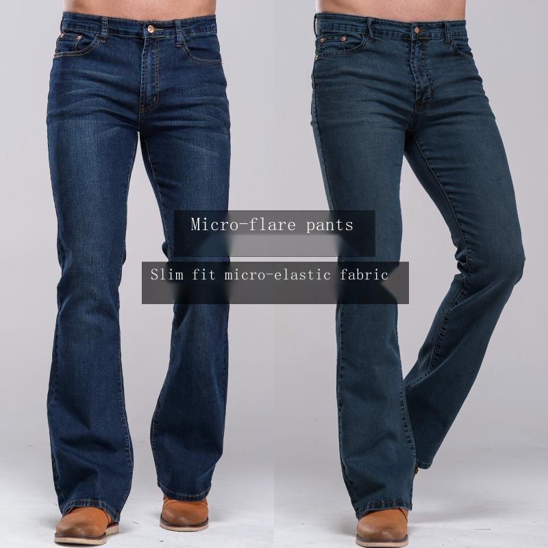 Hombres S Acampanado Pantalones De Moda Micro Jeans Mediados Cintura Estiramiento Delgado