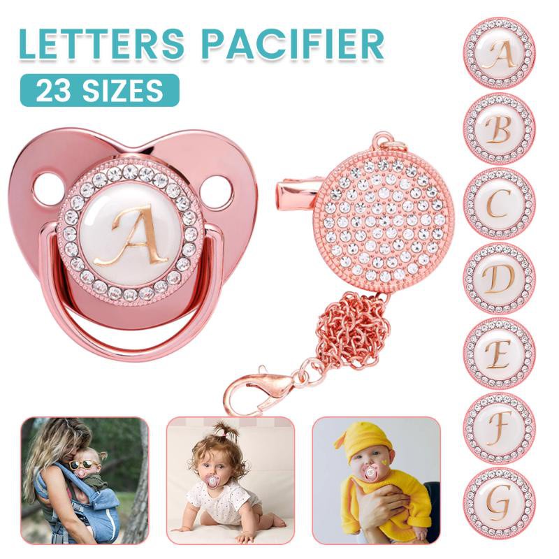 Chupete transparente con 26 letras para bebé,sin BPA,de silicona,ortodóntico,pezón 