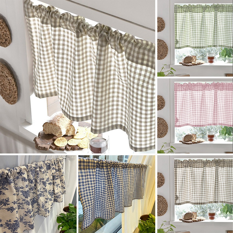 del hogar Decoración de ventanas Fornateu Corta Impresa Cortina de la Vestir Escaparatismo Cortina Corta del Bolsillo de Rod cabinent Decorativa Cenefa Paneles Mitad vemax.es