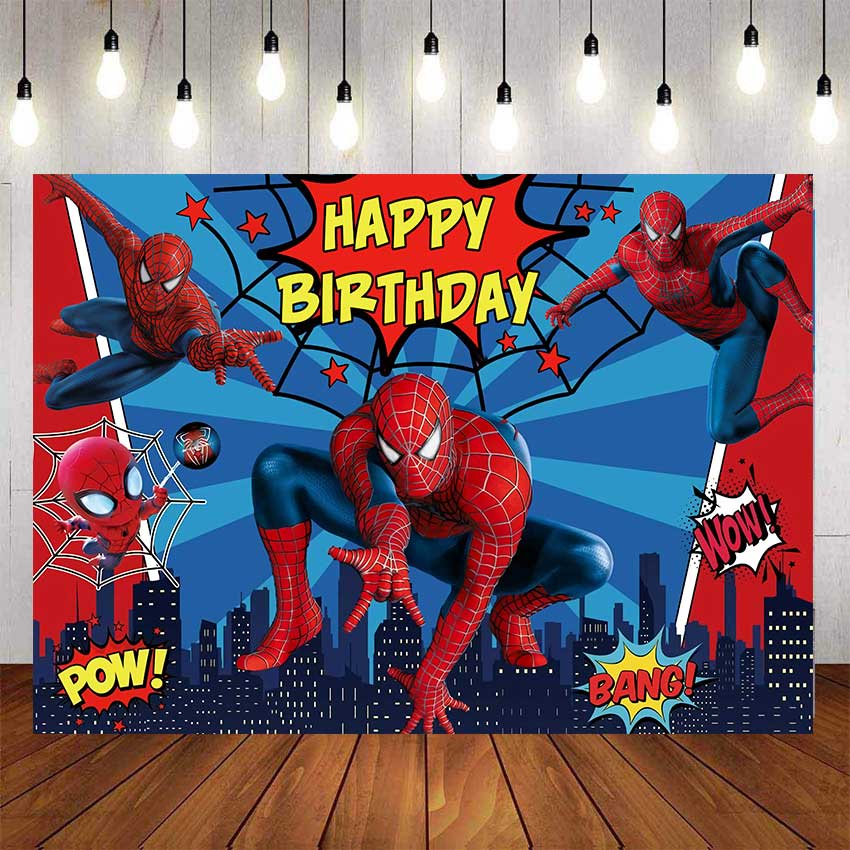 Spiderman Superhéroe Fondo De Cumpleaños Para Fotografía baby shower Niños Héroes Fiesta Decoración Nombre Personalizado Foto RXPU