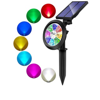 Sunklly Solar Spot Lights Outdoor 2-in-1 Colored Adjustable 7 LED Waterproof Security Tree Solar Spotlights Lawn Step Walkway Garden Changing & Fixed Color 2 Pack 