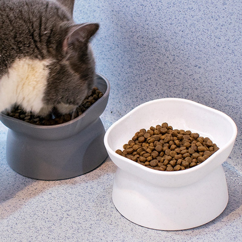 Tazón de Fuente de cerámica Doble F Fityle Cuencos de Comida Elevados Tazón Doble para Cachorros Gatos Comedero para Mascotas 