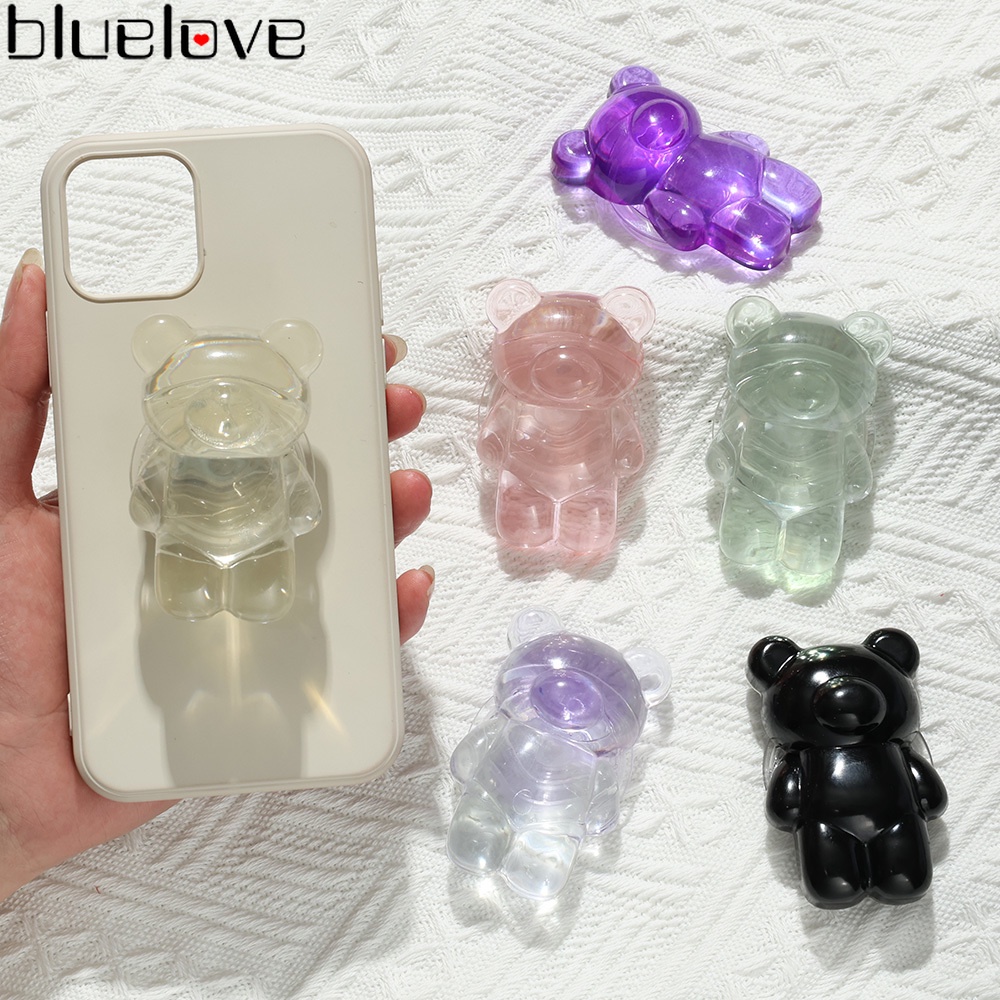 Soporte Universal Para Teléfono 3D Bear Airbag/Portátil Autoadhesivo Retráctil/Colorido Oso Cristal Celular Decoración/Para iPhone Y Android