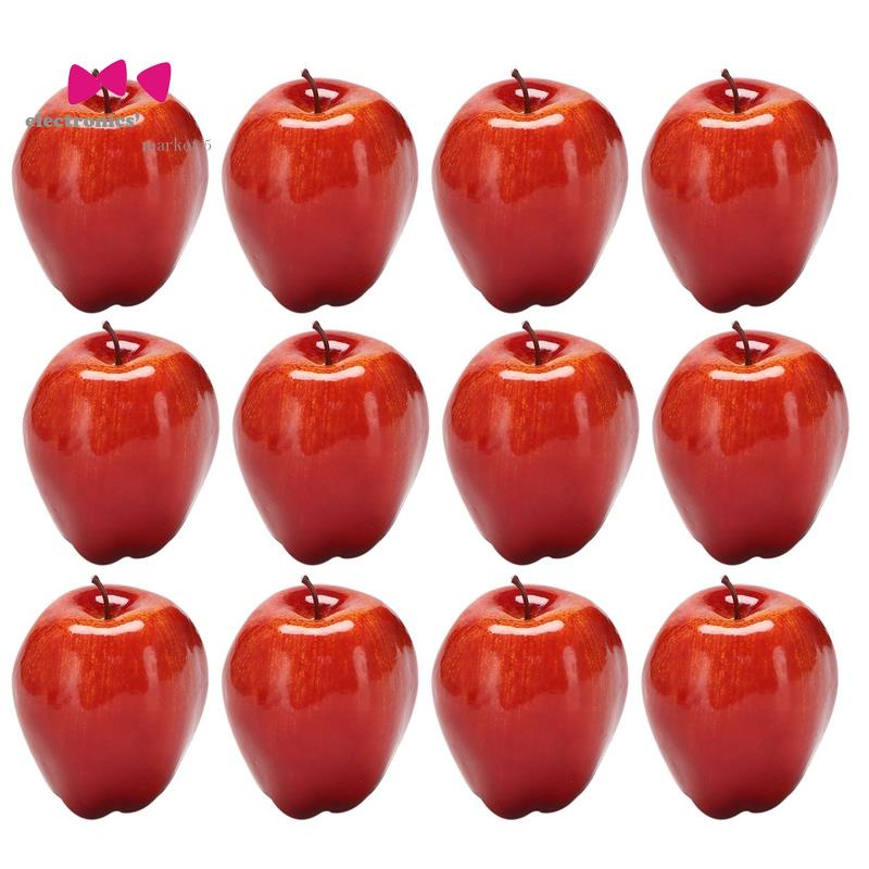 MovingBox 6pcs Artificiales Rojo Manzanas Simulación Falso Fruta Casa Fiesta Festival Decoración 