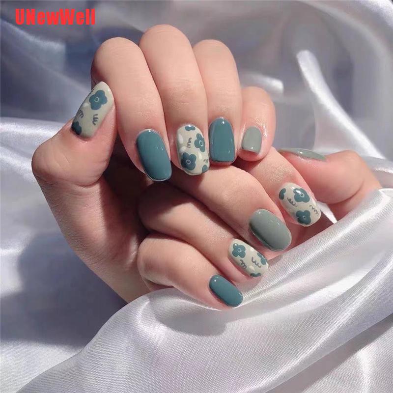 unewwell 24 unids/set moda uñas falsas largas cuadradas arte de uñas  acrílicas puntas de uñas postizas belleza | Shopee México