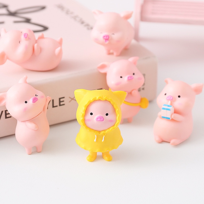 Color Variado Milisten 8 Piezas de Adorno de Cerdo en Miniatura Decoración de Jardín Mini Figura de Animal Paisaje de Casa de Muñecas DIY Craft Yard Bonsai 