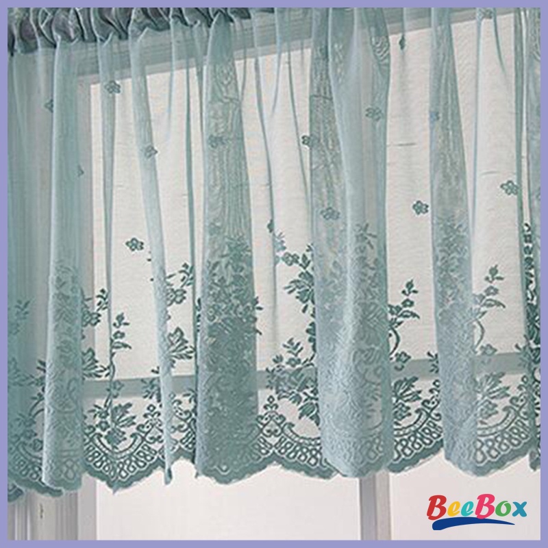 Unique voile valance Embroidered Lace Voile Valance Small Window Short Sheer Curtains 130x41cm Blue Shopee Mexico