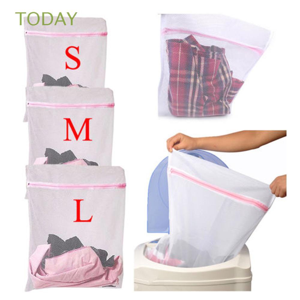 bolsa de lavado de malla fina con cremallera para blusas delicadas bolsas para lavadora ropa interior ropa de bebé 4 piezas Bolsas de lavandería de malla 1 l+2 m+2 s