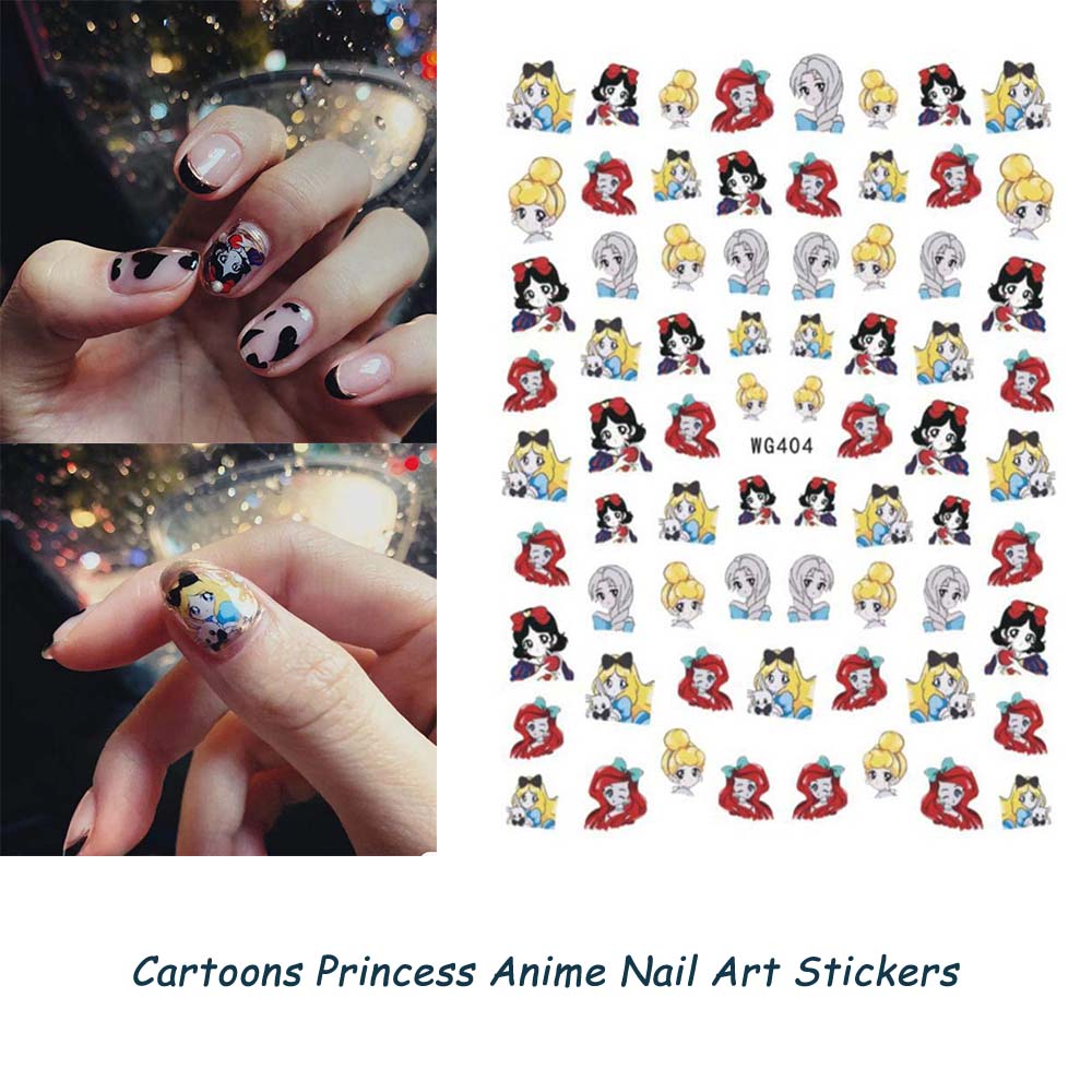 Zhongzhi 3d Cartoons Nail Stickers Template Princess Nail Art Decoration Decal Anime Diy Women Girls Manicure Accessories Shopee Mexico