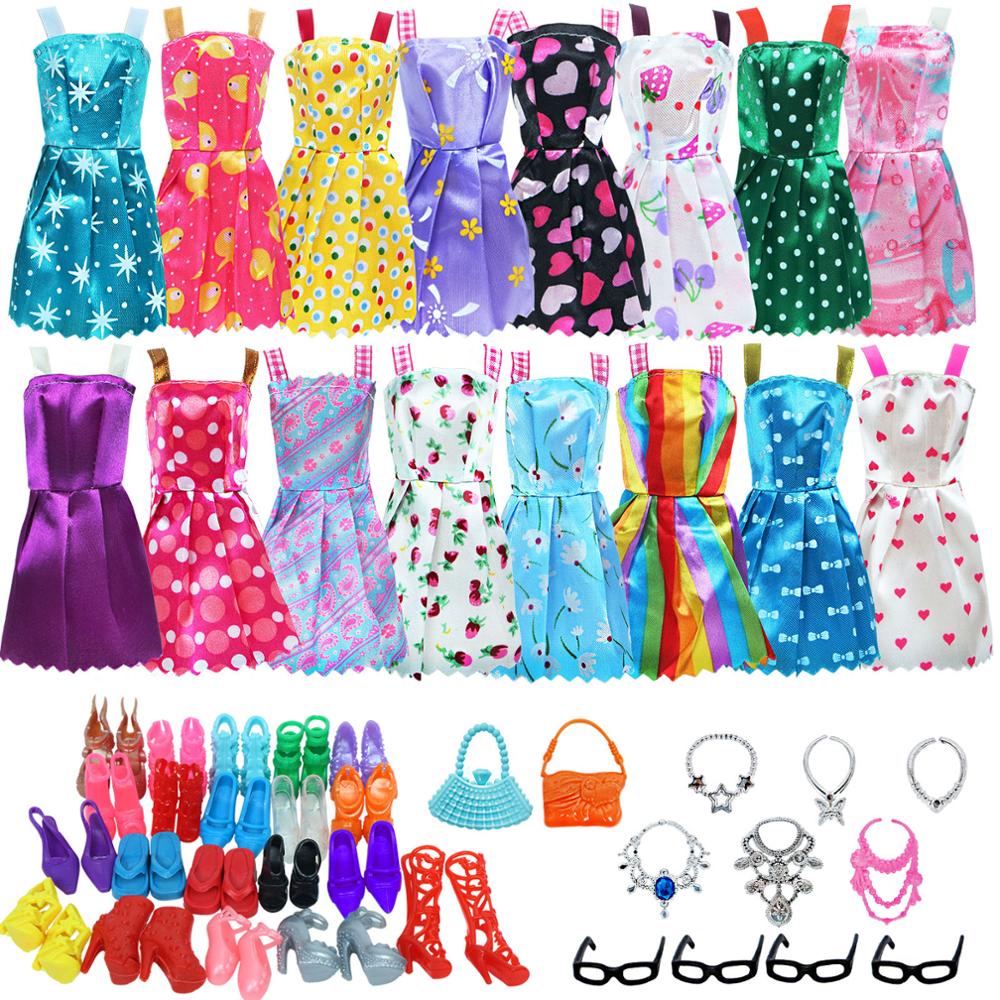 Set 32 de ropa y accesorios para muñeca Barbie Fiesta Vestido Conjunto Vestidos Zapatos 