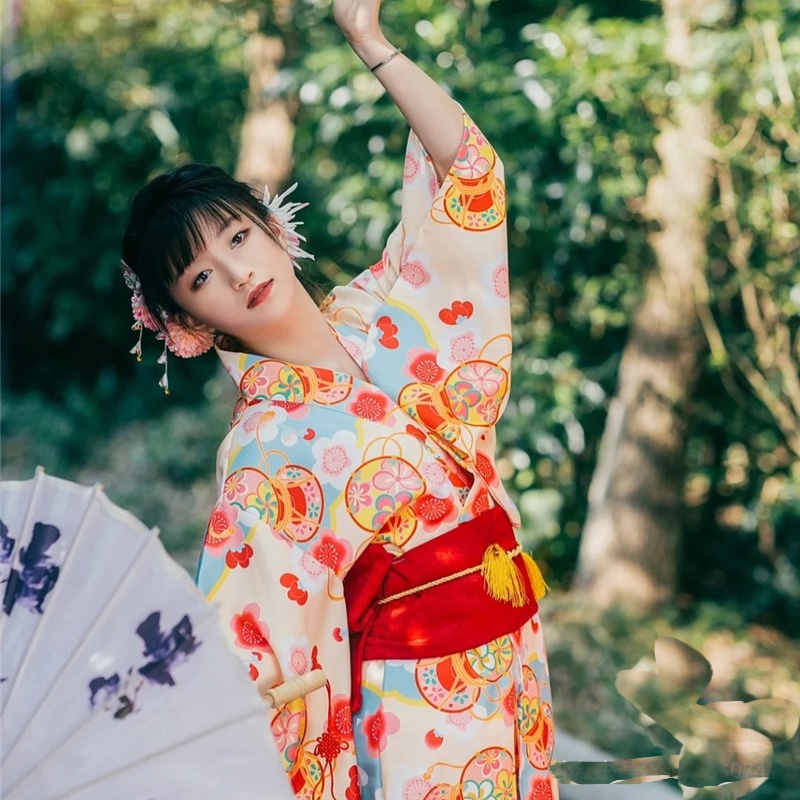 Ropa Ropa de género neutro para adultos Pijamas y batas Chaqueta japonesa de kimono de flor roja haori dochugi /kimono cardigan/túnica de kimono vintage/#376 