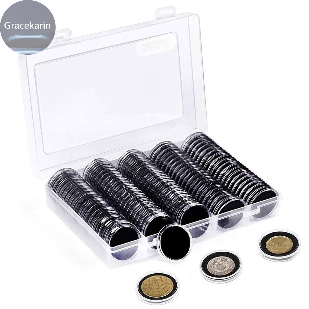 caja de almacenamiento accesorios Monedas cápsulas redondas de plástico con caja de almacenamiento para colección de monedas 