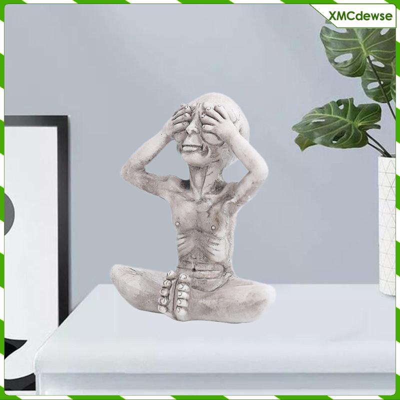 Decoración espiritual para el hogar para la decoración del césped al aire libre coleccionable Escultura de Resina Estatua de Alien Meditando regalo para el amante del yoga Estatuilla de Arte 