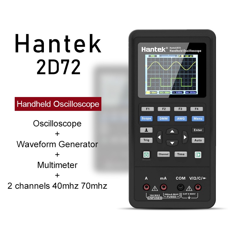 Osciloscopio Digital Hantek 2D72 2in1 2CH Tester Multímetro 70MHz banda ancha Dmm 