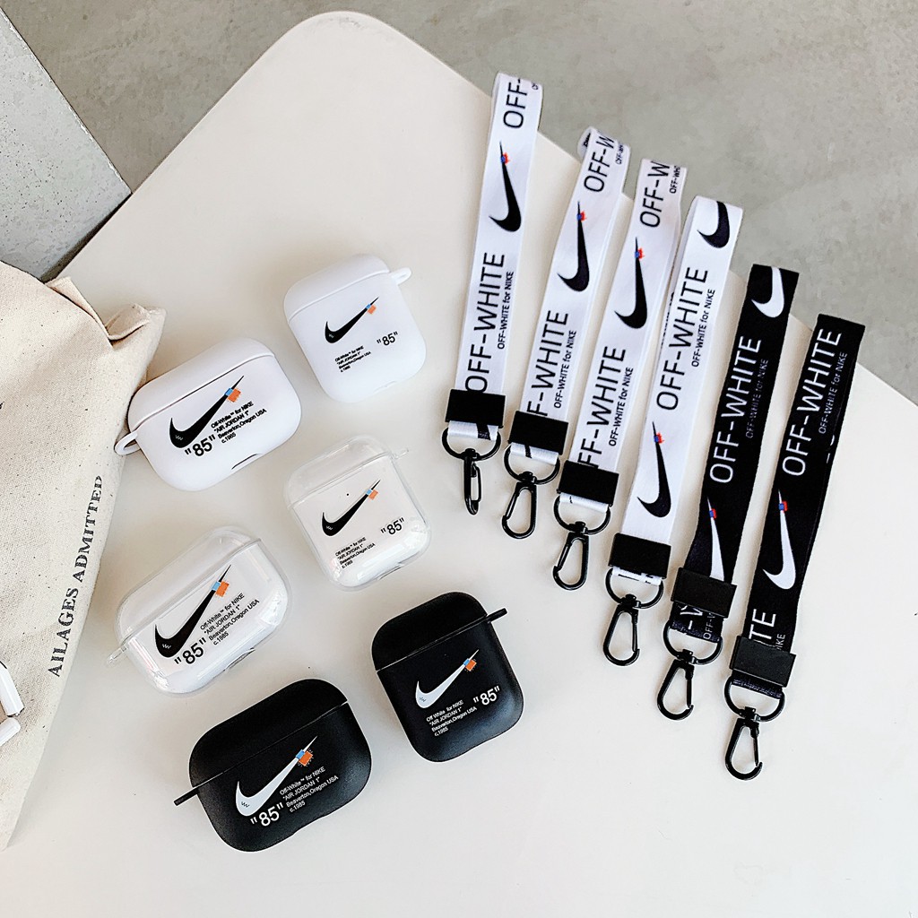off white nike airpod case with keychain