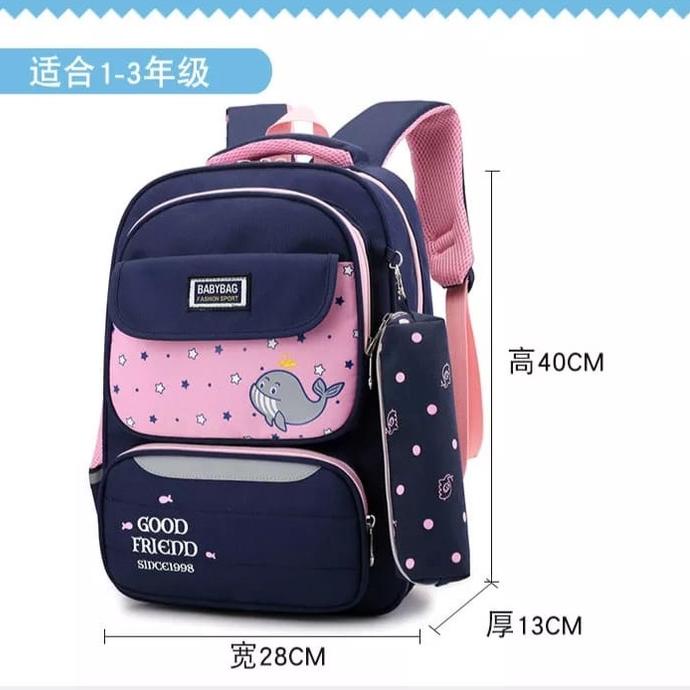 Mochila Niña Impermeable Nylon - 29x16x46cm, Múltiples Bolsillos, Correas Ajustables, Para Primaria