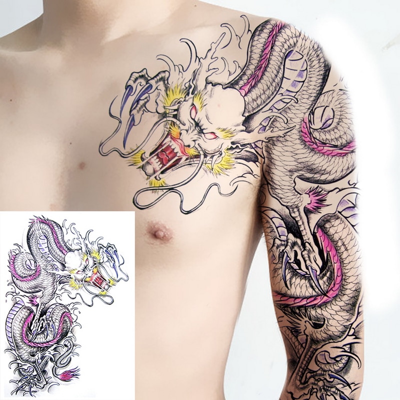 Tatuajes Temporales Grandes Para Hombres Adhesivos Patrón De Tatuaje Brazo  Pecho tatoo Falso Grande Impermeable Cuerpo Negro Calcomanía | Shopee México