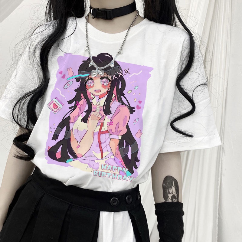Harajuku corea camiseta de las mujeres Unisex Anime moda lindo estética  Grunge negro Tee satánico gótico ropa camisa negro Top | Shopee México