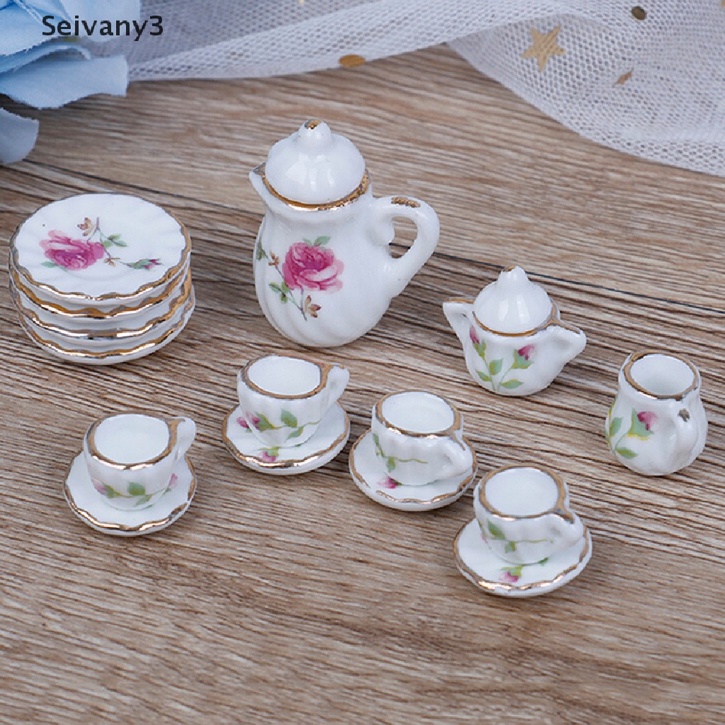 6 piezas de miniaturas-Tee-set de porcelana para 1:12 casa de muñecas 