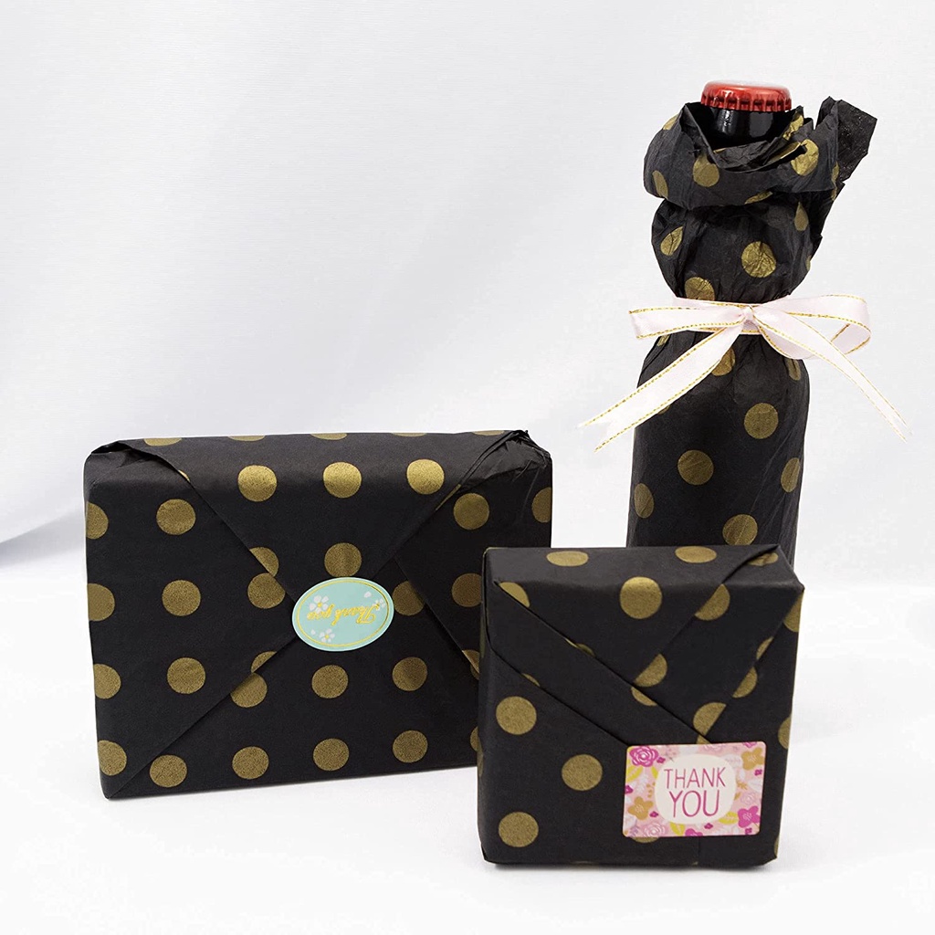 Chutoral 50 hojas de papel de seda de lunares dorado papel de regalo para bolsa de regalo embalaje floral papel de seda flores suministros estilo-A 