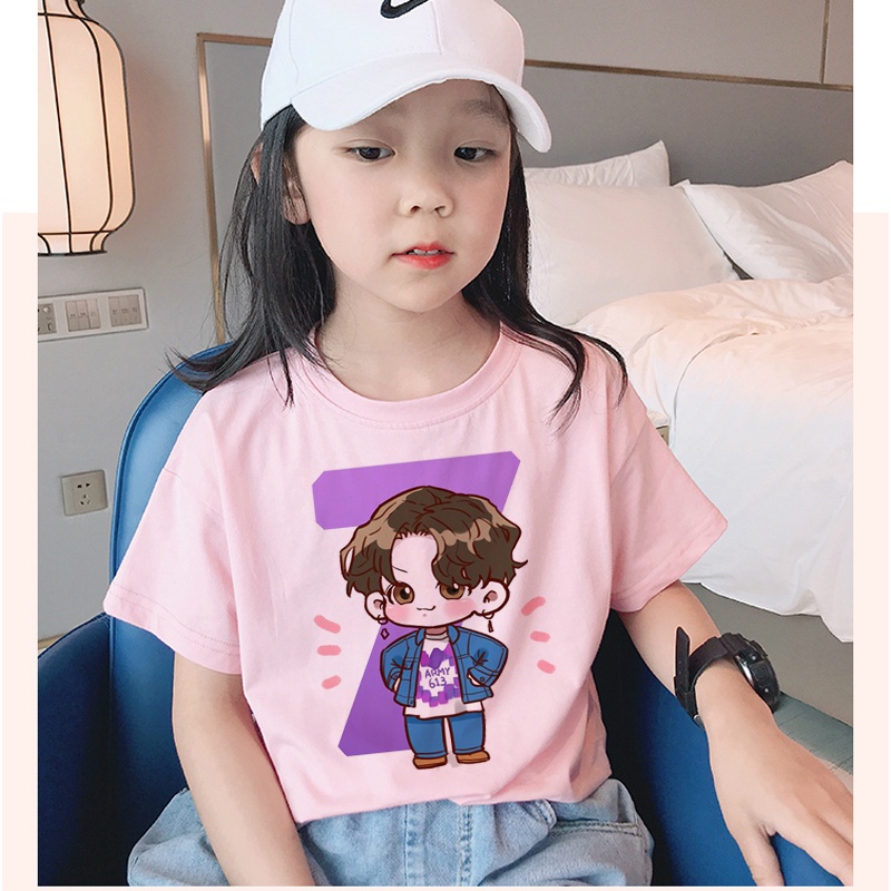 Camisas De Moda Para Niñas Rosa Tops Bts bt21 Camiseta De Dibujos Animados Niños Manga Corta Talla Grande Shopee México