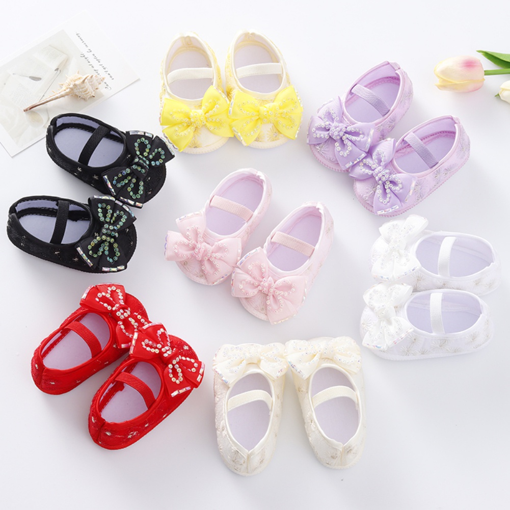 Zapatos De Princesa Para Bebés Y Niñas Conjunto Banda Para El Cabello Con Arco Sandalias De Diseño De Perlas Para 0 A 12 Meses | Shopee México
