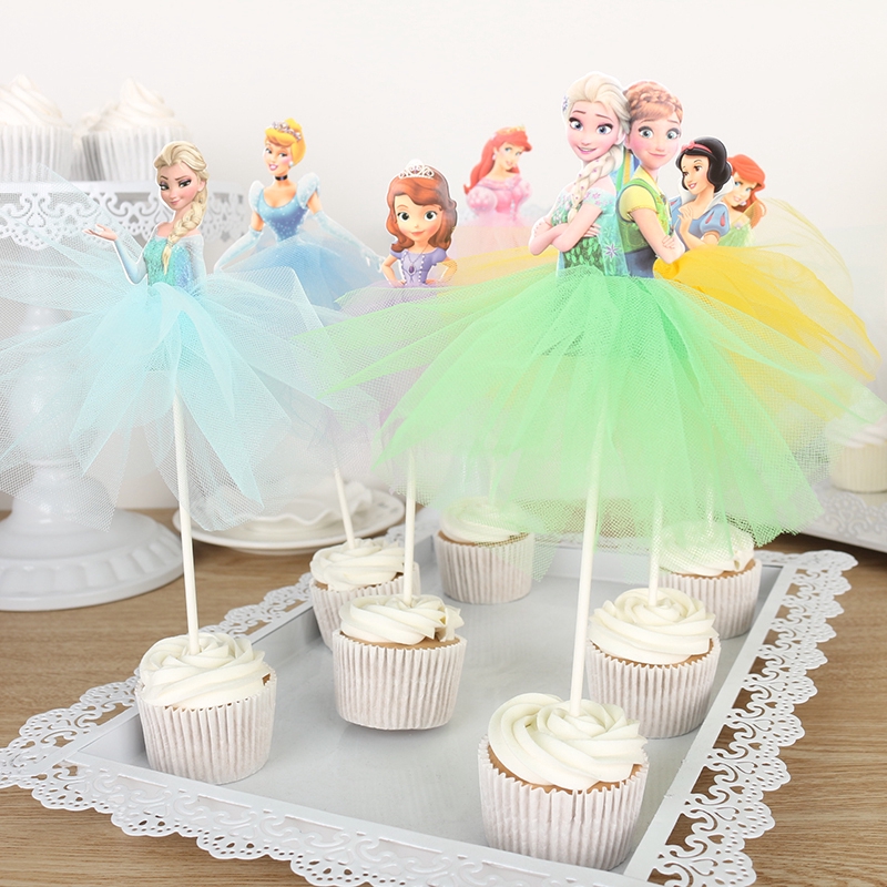 Fiesta de cumpleaños Pastel Decoración Suministros Princesa congelada Cake Topper simyron 4 Pcs Frozen Cake Topper Mini Figuras Niños Cake Topper 