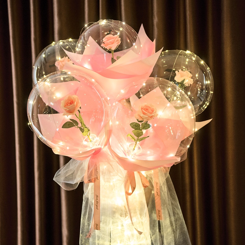 Ramo De Globo De Flores De Rosas Creativas Con Luz/LED Luminoso Bobo  Transparente | Shopee México