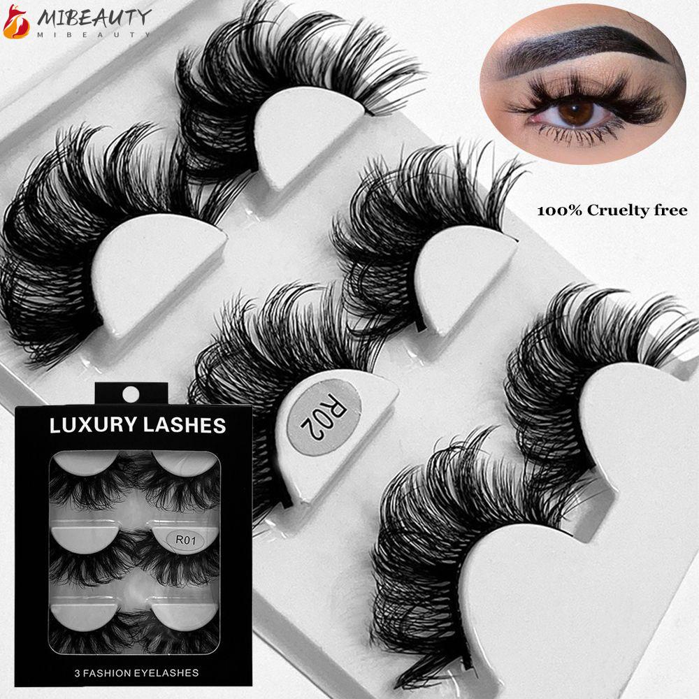 MIBEAUTY SKONHED 3Pair 3D Mink Lashes 100% Cruelty free Handmade Eyelashes  20mm Fluffy Long Natural Lashes | Shopee México