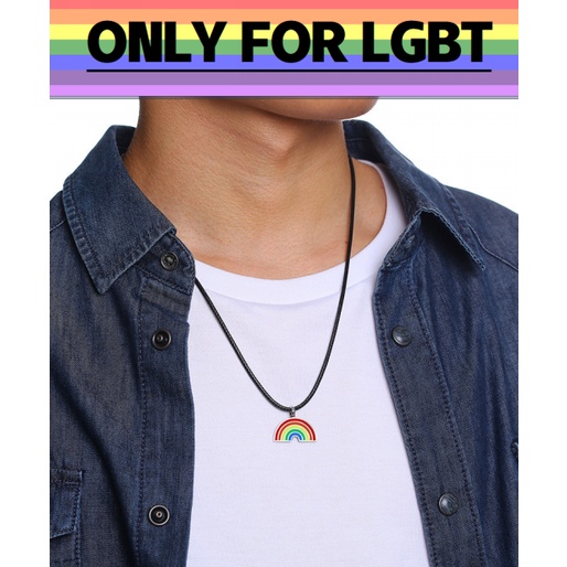 MagiDeal Collar Colgante de Acero Inoxidable Arcoiris LGBT Gay Lesbiana Orgullo Patrón Raya 43 x 21 mm 