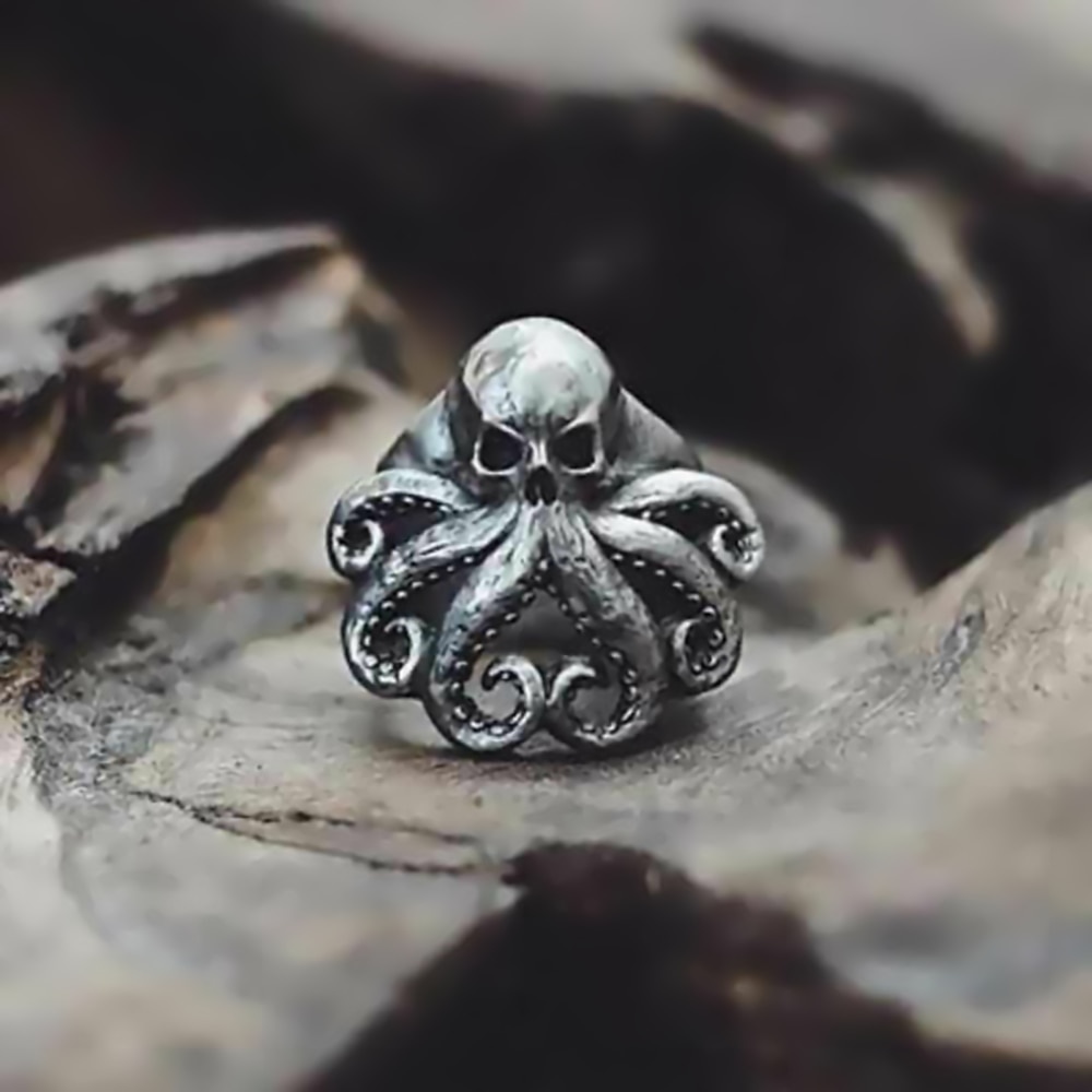Calavera Skull anillo plata joyas Biker hombres de acero inoxidable 
