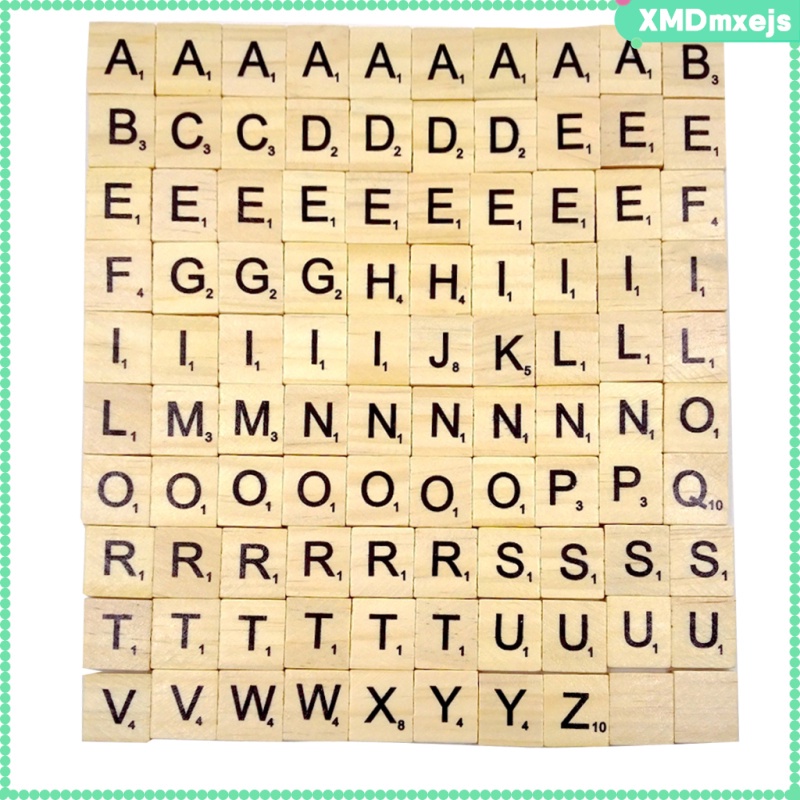 Mxejs 100pcs A To Z Wood Tile Black Letters Puzzle Alphabets Board Crafts Shopee Mexico