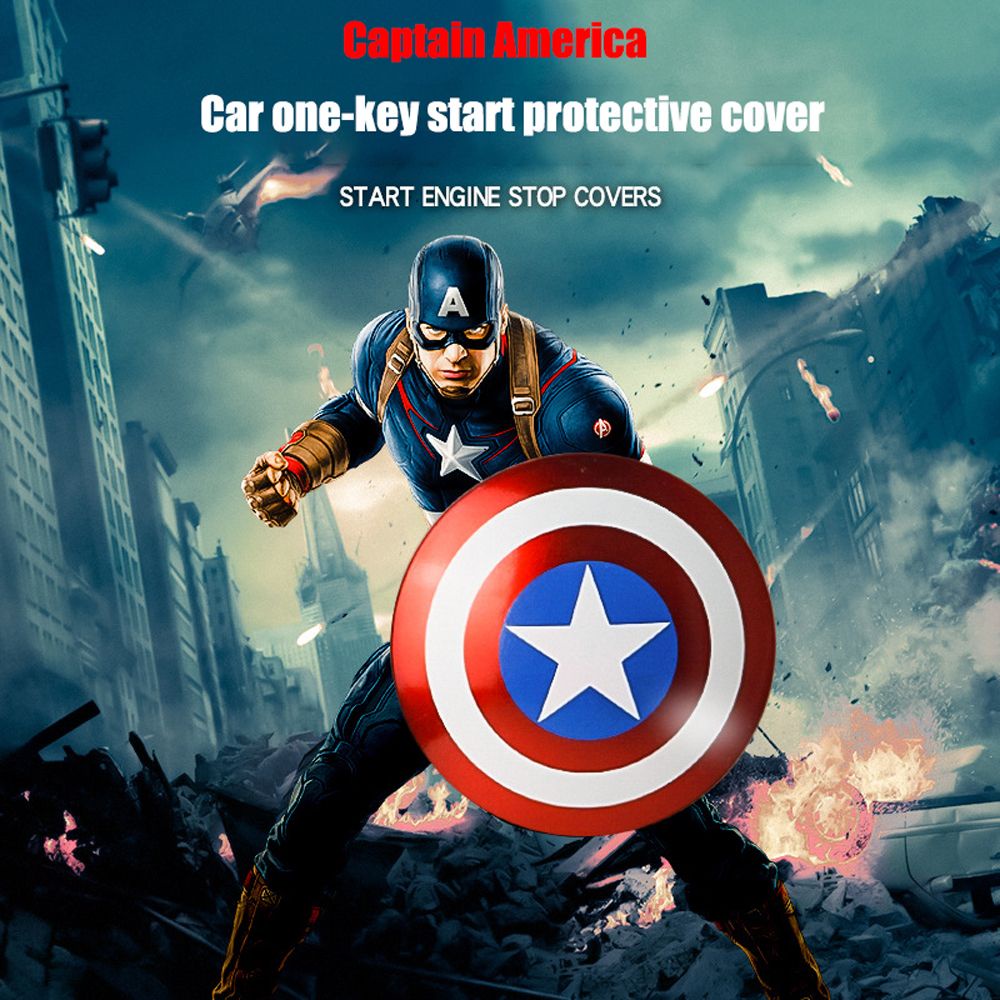 ADAMES Auto Interior Decoration Marvel Captain America Car-styling Engine  Start Cover Car Start Decorative Circle Start Button Decorative Car  Accessories Ignition Device Switch Decorative Car Decorative Car 3D Sticker  Start Stop Button
