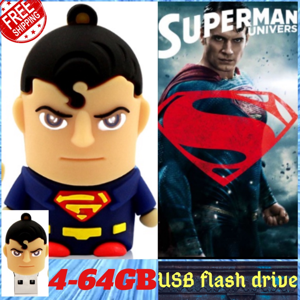 Pendrive de dibujos animados 1GB 8GB 16GB 32GB 64GB 128GB Superman memoria  Flash Drive de almacenamiento de 128GB superhéroe USB  | Shopee México