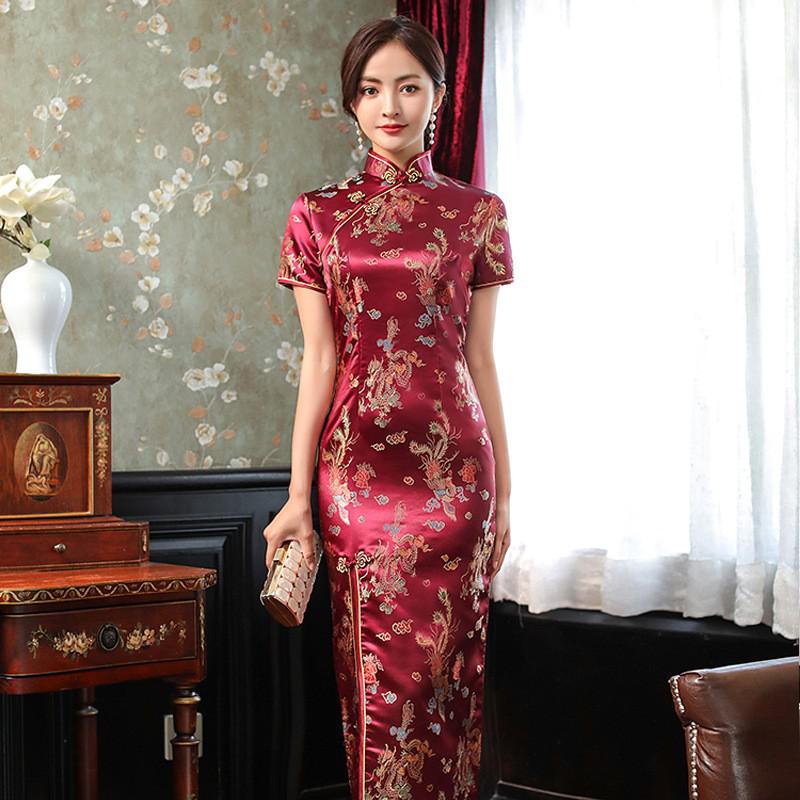 Clásico dragón Phoenix mujeres Cheongsam Sexy delgado dividido largo Qipao  vestido tradicional chino Vintage elegante de talla grande Vestidos |  Shopee México