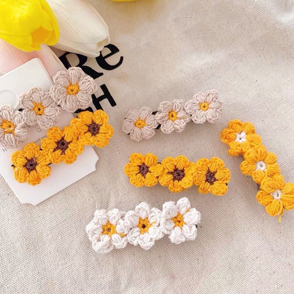 nlshime otoño invierno margaritas flor ganchillo horquilla dulce 