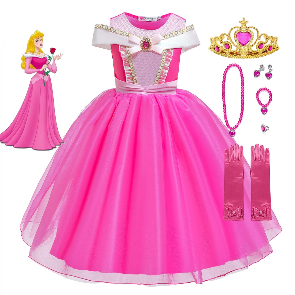 Bella Durmiente Aurora Princesa Vestido Niños Disney Disfraz Cosplay Fiesta  De Cumpleaños | Shopee México