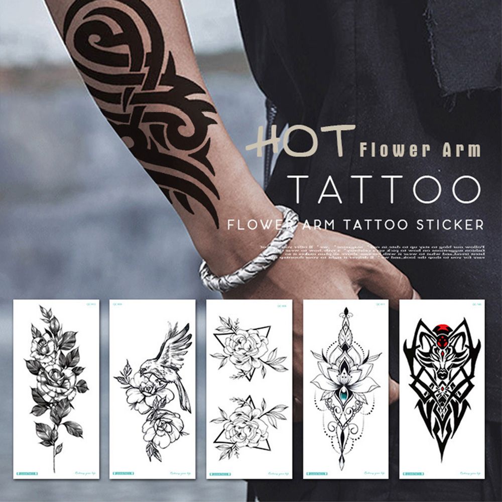 Wmes1 Fashion Tattoo Sticker Women Body Art Temporary Tattoo Peony Waterproof Sexy Black Sketches Girls Flower Shopee Mexico