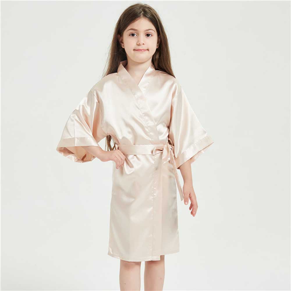 Albornoz Kimono de Satén de Seda para Niños Niñas Albornoces Cumpleaños Ropa de Dormir Unisex Pijamas Delgado Birthday Bata de baño 